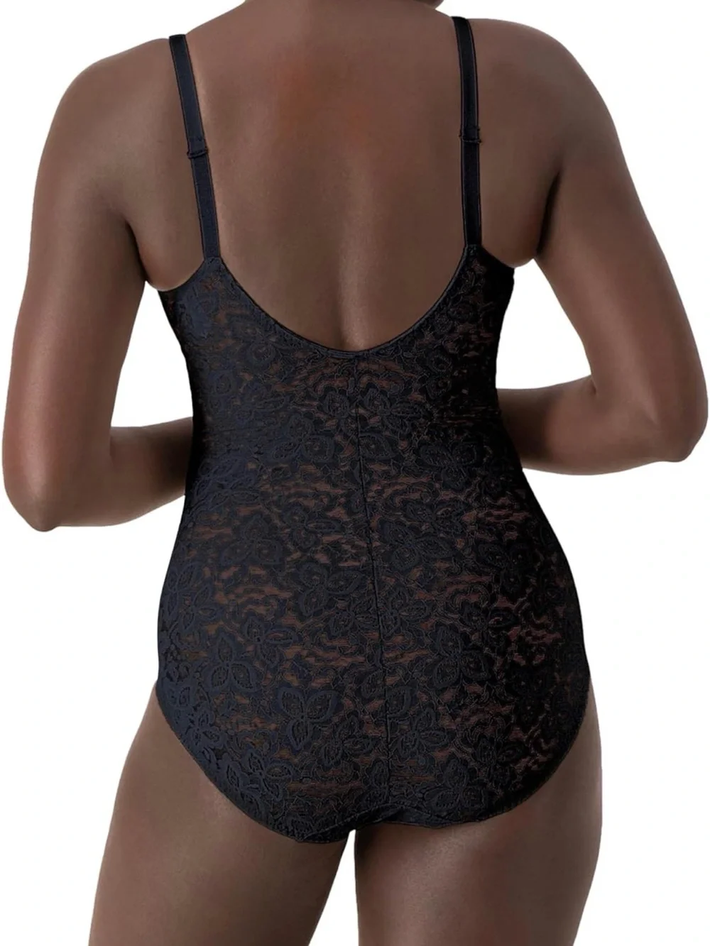 Bali 40D Black Lace Bodysuit with Built-In Cups